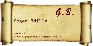 Goger Béla névjegykártya